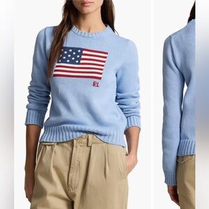 Limited Edition Polo Ralph Lauren Flag Sweater in Sky Blue